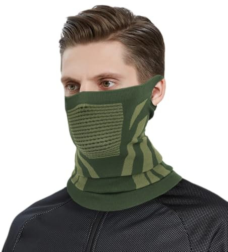 2XK-NOV Winter Loop Schal Herren & Damen,Winddichte Schlauchtuch,Halswärmer Halstuch,Ohr hängend maske,scarf für Ski,fahrrad,motorrad,jagd (Grün)