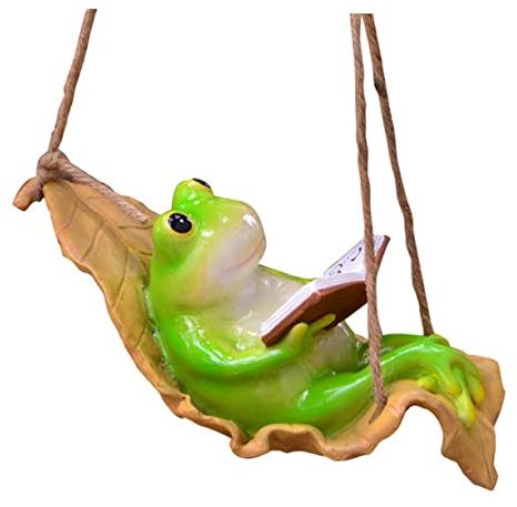 Happyyami Adorno De Ranas De Resina para Jardín y Oficina, Decoración Creativa De Animales, Tamaño Pequeño, Color Verde, Adecuado para Ambientes Al Aire Libre y Espacios Interiores