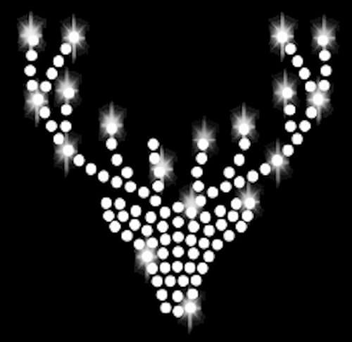 Hirsch Geweih Strass Bügelbild 2 Hotfix Applikation