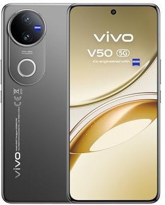 VIVO V50 5G Smartphone, 12 GB + 512 GB, Professionelle 50+50 MP ZEISS Kameras, 4K-Video, 5260 mAh Akku, 90W Schnellladung, 6,77″ Ultra-Slim Quad Curved AMOLED Display, IP68+IP69 Staub & wasserdicht
