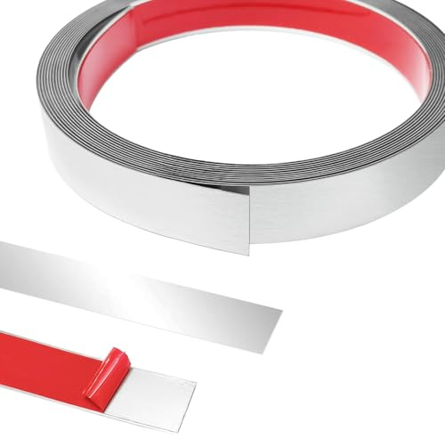 5 m X 2 cm Moulure Murale en Acier Inoxydable, Moulure Adhesive, Bandes DéCoratives, Effet Miroir, Pour Toilettes, Bord De Carrelage, Murs, Plinthes, Sol-Argenté
