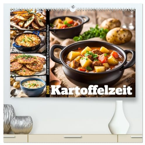 Kartoffelzeit - Zwölf klassische KI Kartoffelgerichte mit Rezept (hochwertiger Premium Wandkalender 2026 DIN A2 quer), Kunstdruck in Hochglanz: ... mit schnellem Rezept (CALVENDO Lifestyle)