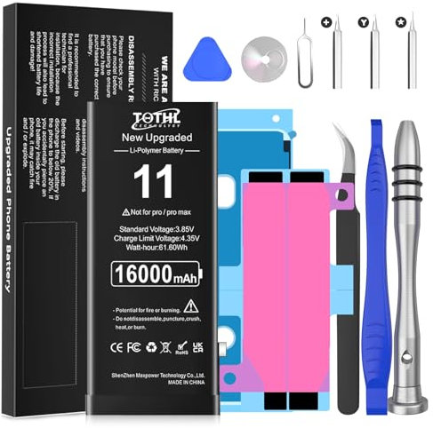 Batterie pour iPhone 11, 16000mAh Batterie Lithium ION Haute capacité avec Outils de réparation