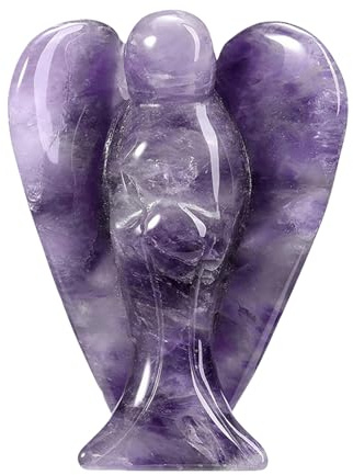 Amethyst Elefanten-Engel Figur 1,5, geschnitzte Healing Crystal Statue, Taschenstein für Meditation, Wohn & Bürodeko, lila Guardian Angel Kristall, Symbol für Frieden, Balance & spirituelles Geschenk