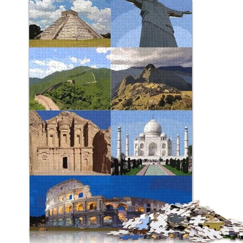 1500-teiliges Weltwunder-Puzzle für Erwachsene, schwierige Puzzles, Holzpuzzles für Teenager, Geschenke, Heimdekoration, Puzzlespielzeug, 1500 Teile (85 x 57 cm)