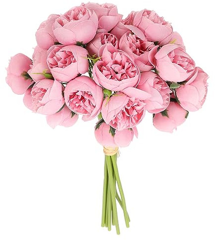 EPIGEIST Bouquet Da Sposa Artificiale Rosa Romantica Decorazione Per Matrimoni Feste e Con Teste Di Fiori Per Allestimenti e Composizioni Floreali