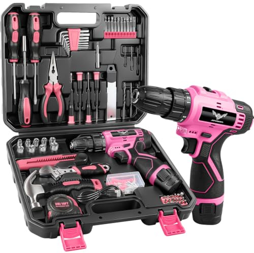 Ensemble d'outils – Kit d'outils avec perceuse sans fil 12 V, boîte à outils de 151 pièces avec perceuse, kits d'outils ménagers pour homme et femme, ensemble de perceuses à main parfaites pour les