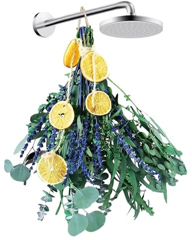 Getrocknete Eukalyptusstiele, Eukalyptus und Lavendel zum Duschen, Hängendes Trockenpflanzen-Duschpaket, echter Duftmischungsstrauß für Duschraum, Zuhause, Badewanne