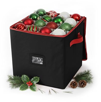 Relaxdays Weihnachtskugel Aufbewahrungsbox, 64 Kugeln, HxBxT: 33 x 33 x 33 cm, Polyester, Pappe, Kugelkiste, Farbwahl