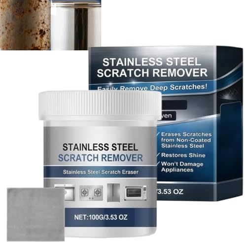 100G Stainless Steel Scratch Remover,Stainless Steel Scratch Remover Kit,Stainless Steel Appliance Cleaner,Cleaning Polishing Paste,Multi-purpose Scratch Remover Paste for Oven Sink Pots and Pans
