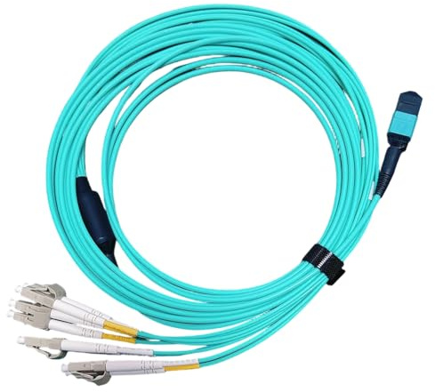 Hipzeepo Câble D'Extension en Fibre Multimode 1PCS 8-Core MPO/PC à 8LC OM3 10G - Cordon de Raccordement en Fibre Optique de 5M de Longueur