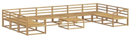 vidaXL Outdoor-Sofagarnitur 11 pcs Weiß Massivholz Akazie, Akazienholz Garten-Sofa-Set, Moderne Outdoor-Sitzgruppe, Bequeme Bänke für Terrasse, Garten, Poolmöbel