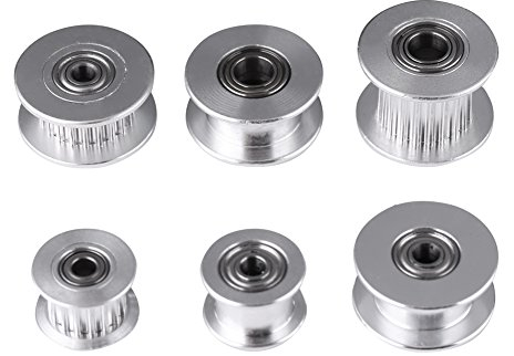 Walfront 5Stück 2GT Aluminium Timing Riemenscheibe Bohrung Spannrolle 3D Drucker 3mm / 5mm Bohrung Rad 16/20 Zähne für Gürtel Breite 6mm/10mm Zahnriemen(W10mm, 20T, Bore 5, Toothed)