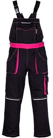 Nizo B KINDERLATZHOSE IN SCHWARZ PINK (116) - - Mädchenhose Jungenhose Jungen GartenhosE Freizeithose Latzhose Kinder Arbeitshose Kinderhose MÄDCHEN Hose Unisex