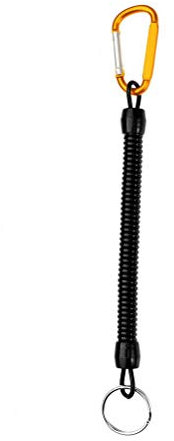 POWERTOOL Carabiner Lanyard Chain, 1pc Retractable Lanyard Keyring Spring Stretch Cord Safety Key Ring for Key, Rowing and Camping(Yellow)
