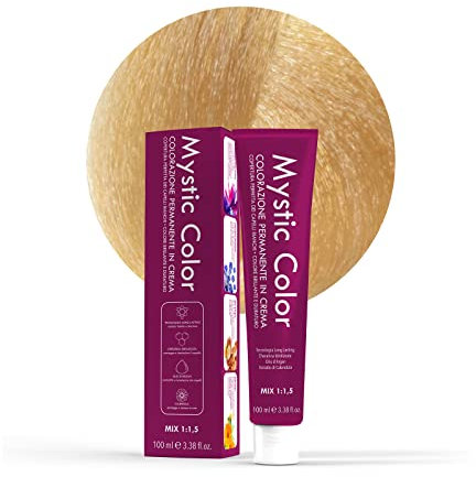 Mystic Color - Coloración Permanente en Crema con Aceite de Argán y Caléndula - Tinte de Larga Duración, Tinte Pelo Mujer - Color Rubio Platino Dorado 10.3-100ml