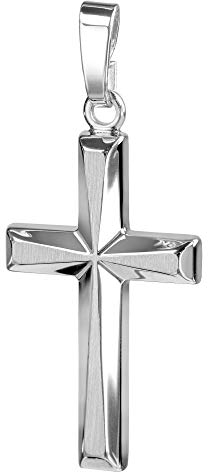 JEVELION Kreuz-Anhänger für Damen, Herren und Kinder in hochglanz poliert mit 3D-Effekt als Kettenanhänger 925 Silber mit Schmuck-Etui