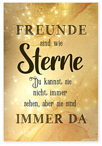 Logbuch-Verlag Freunde sind wie Sterne Geschenk Bild gold aus Metall Geburtstag selbstklebend 21 x 31 cm Deko Wandbild