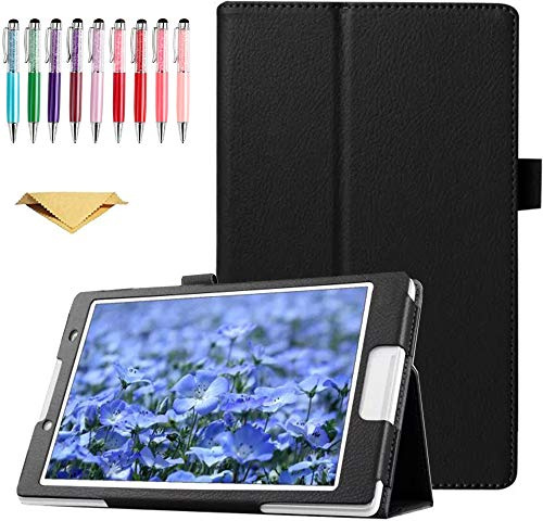 QYiD Hülle für Galaxy Tab 4 7.0 SM-T230, Flip Leather Schutzhülle Etui Tablet Tasche mit Standfunktion für Galaxy Tab 4 7.0 2014 T230 /Nook 7.0 Tablet, Schwarz