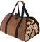Große Canvas-Holztragetasche, 38 x 18 Hochleistungs-Brennholz-Aufbewahrungstasche für gewachsten Kamin für Indoor-Holzöfen Outdoor-Camping (Braun)