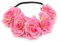 MIMIKRY Rosen Stirnband Hippie Gothic Festival Kopfschmuck Haarkranz Haarband Blumenkrone Damen, Farbe:Rosa