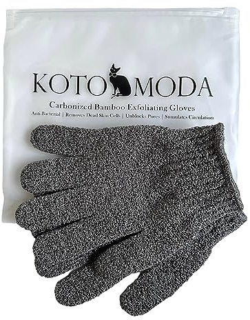 Kotomoda Sphynx Gants exfoliants en bambou carbonisé pour le bain et la douche