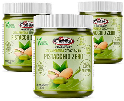 Pro Nutrition Pistacchio Zero - 3 Barattoli da 250g - Crema spalmabile proteica senza zuccheri al Pistacchio