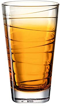 Leonardo Vario Struttura Trink-Glas, 1 Stück, spülmaschinenfestes Longdrink-Glas, bunter Trink-Becher aus Glas, Saft-Glas, orange, 280 ml, 026835