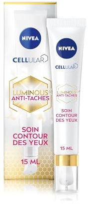 NIVEA Luminous 630 - Soin Contour Des Yeux - Anti-Cernes & Poches - Eclat De La Peau - Yeux Reposés, Lumineux & Visiblement Plus Jeunes - Acide Hyaluronique & Caféine - Tous Types de Peaux - 15 ml