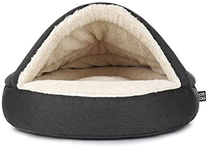 Mypado Shell Mono Hundehöhle mit Strukturstoff - die Kuschel Oase für den Hund Größe L, Füllung Visco-Schaumstoff, Anthrazit