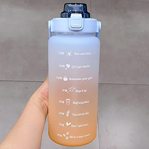 JIMINISO 2000ml Flasche mit Zeitmarkierung, Strohhalm-Aufkleber, Kunststoff, Sport, Reisen, Wasserkrug, Trinkflasche, süß und tragbar, lieblich