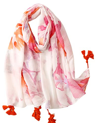 FAIRYGATE Schal Damen Rosa hübscher Blumendruck Lange Damenschals Weich Fransen Wraps für Frauen Schals & Tücher 7010
