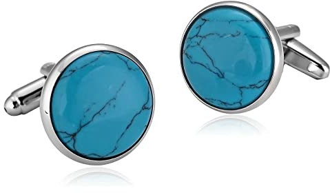 Aotiwe Manschettenknöpfe Brautvater, Manschettenknöpfe Hemd Kreis Blau Rostfreier Stahl Business Stil Vatertag