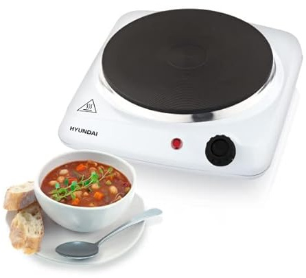 HYUNDAI Kochplatte EP110W I Kleines Kochfeld I 1500 W I Stufenlos I 18.5cm Gussplatte I Betriebsleuchte
