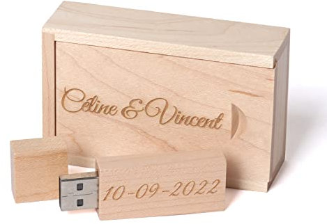 4G USB Stick Regalo Personalizado Grabado Personalizado Flash Drive USB 2.0 Memory Stick, Regalo Personalizado Grabado USB Flash Drive de Madera para Boda, Aniversario, graduación, cumpleaños