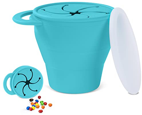 Vicloon Taza de Bocadillos para Bebés,Contenedor de Bocadillos de Silicona,Taza de Silicona para Bocadillos con Tapa para Niños Pequeños