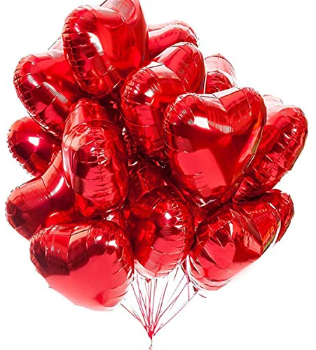 20 Stück Rot Herzballons Valentinstag 18 Zoll Herzform Heliumballons,Herz Luftballons,Rote Love Luftballons,Herz Luftballon,Herzluftballons