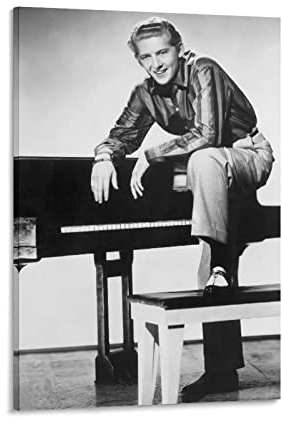 XINGSHANG Jerry Lee Lewis Poster Sänger Rock Star Poster Retro Poster Wandkunst Poster Scrollen Leinwand Malerei Bild Wohnzimmer Dekor Zuhause 40 x 60 cm