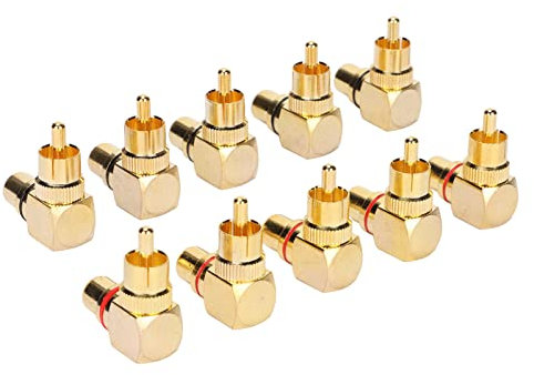 KOSDFOGE 10pcs RCA Adattatore Ad Angolo Retto Maschio A Femmina Rame Placcato Oro 90 Gradi Tipo L Connettore Adattatore RCA