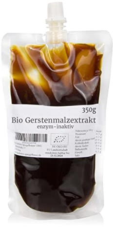 Bio Gerstenmalzextrakt flüssig 350 g Flüssigmalz inaktiv Backmalz für Brot und Brötchen Malzextrakt Malzsirup Gerstenmalzsirup
