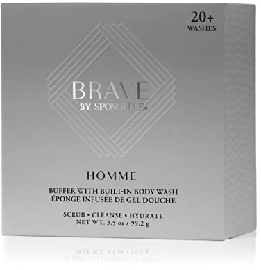 SPONGELLÉ Men's Homme Collection Body Wash Infused Puffer, Brave – Silber