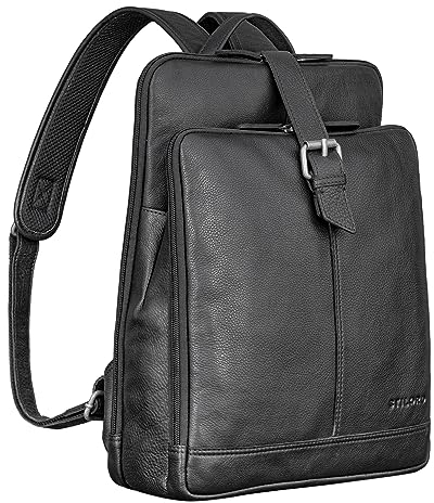STILORD 'Rena' Rucksack Leder Vintage Groß Cityrucksack Herren und Damen Tagesrucksack Laptop Rucksack 13-14 Zoll Damenrucksack/Herrenrucksack Echtleder Unisex, Farbe:schwarz