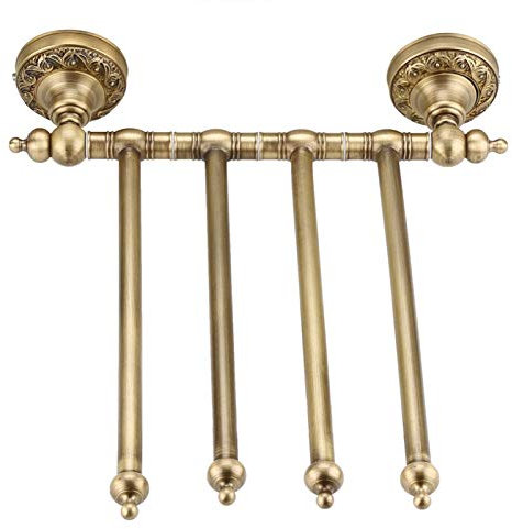YHJZSM Portasciugamani 4 Bracci in Ottone Massiccio Porta Asciugamani Antico Attivi Bar Pantaloni Hanger Strumenti Bagno mensola a Muro Porta Salviette