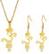 EUEAVAN Yoga Lotus Aum Om Ohm Sanskrit Symbole Halskette Ohrringe für Frauen Yoga Anhänger Atem Symbole Amulett Spiritueller Schmuck Geschenk für Yoga-Liebhaber (om gold set)