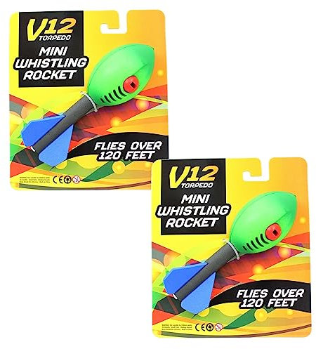 Pack Of 2 V12 Torpedo Mini Flying Whistling Rocket | Outdoor Rocket Throwing Toy Game Howler Rocket | Flying Vortex Howler Whistle Rocket For Kids - Colour Varies
