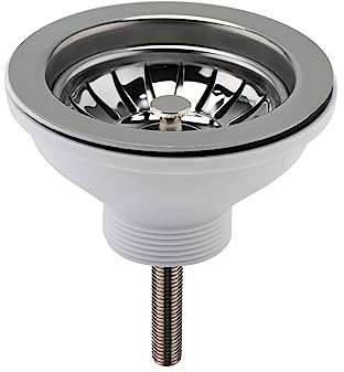 nuie FW613 Taps Basket Strainer 90mm Kitchen Sink Waste, 115mm, Brushed Nickel