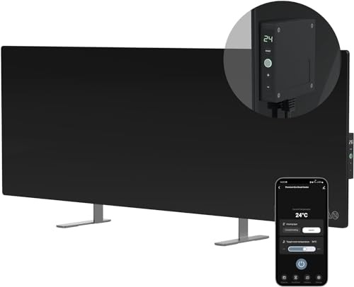 AENO LED Smart Panel Infrarotheizung mit Thermostat, WiFi - 700W Infrarot Energiesparend, Wandmontage oder Standgerät - Reddot Winner 2023, Schwarz-led
