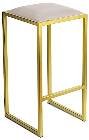Barhocker Gold ohne Lehne 64 cm - Metall Barstuhl mit Gepolstertem Sitz - Loft Style