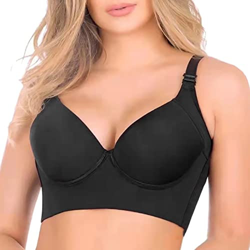 Women's Deep Cup Bra Hides Back Fat Shapewear Smooths Your and Underarms Full Coverage Push Up Sports Push-Up Comfort, Zenchic Bra-Summer up Wireless 2023 (BK3, G)
