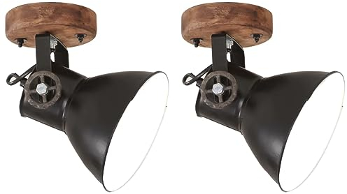 vidaXL Industrial Wand-/Deckenleuchten 2 Stück schwarz 20x25cm E27